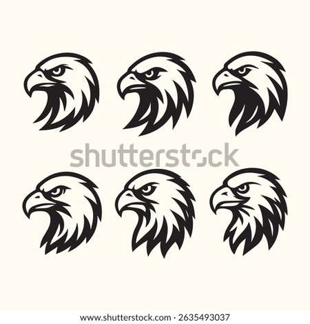 Eagle head logo, silhouette set