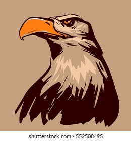 eagle head for logo, sketch style, simple vector illustration