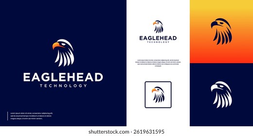 eagle head logo symbol of freedom, modern technology, digital services, vector design template.