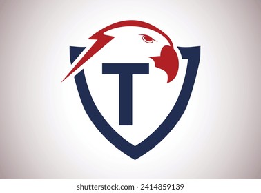 Eagle head Logo With T Letter unique concept. Creative Eagle head vector illustration.