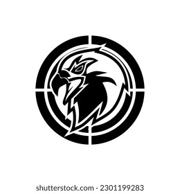 eagle head logo with target frame.
