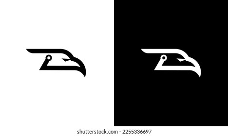 Eagle head logo technology transportation business monogram black white icon Designs templates