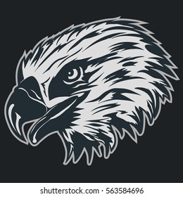 Eagle head logo Template, Hawk mascot sticker graphic, Portrait of a bald eagle. Vector