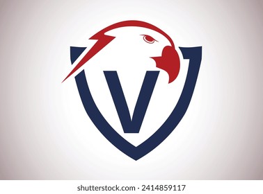 Eagle head Logo With V Letter unique concept. Creative Eagle head vector illustration.