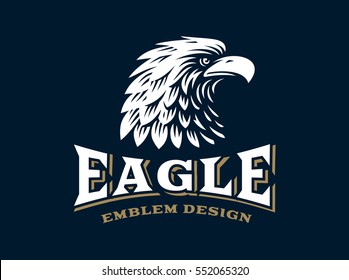 Eagle head logo - vector illustration, emblem design on dark background