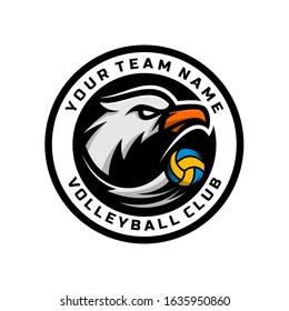 Eagle head logo for the volleyball team logo. vector illustration. with a combination of circle badges.