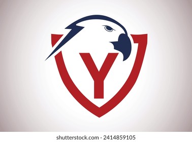 Eagle head Logo With Y Letter unique concept. Creative Eagle head vector illustration.