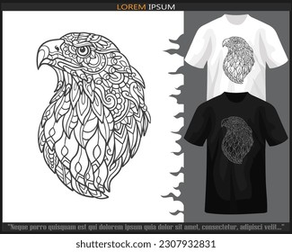 Eagle head mandala arts isolated on black and white t shirt.