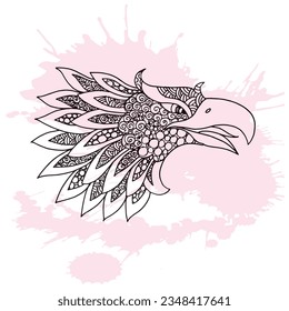 Eagle head mandala zentangle coloring page illustration . zentangle doodle illustration vector