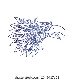 Eagle head mandala zentangle coloring page illustration . zentangle doodle illustration vector