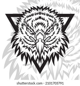 eagle head mascot black and white emblem logo design