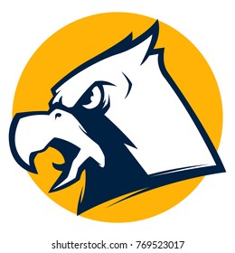 eagle head mascot black and white illustration logo