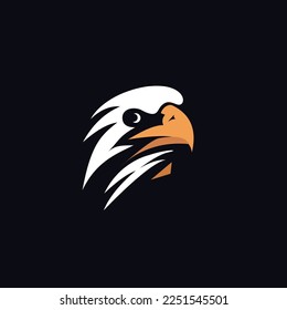 Eagle head mascot cartoon image in white and orange colors.