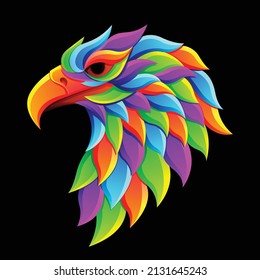 eagle head mascot. character illustrations with colorful drawing or wpap style. for printing t-shirts, tattoo, mascot, logo, poster and mechandise.