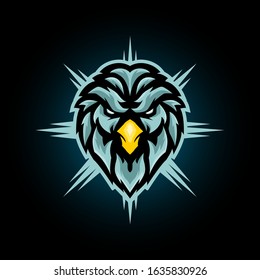 eagle head mascot, eagle e sports logo vector illustration