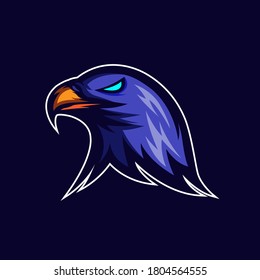 eagle head mascot logo with blue navy background