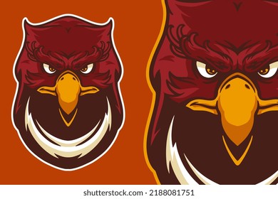 eagle head mascot vector illustration cartoon style