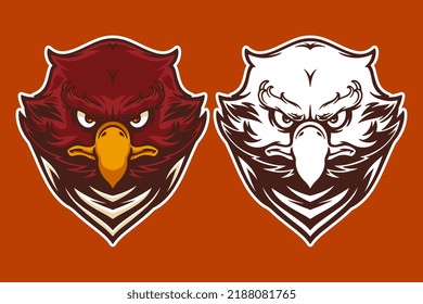 eagle head mascot vector illustration cartoon style