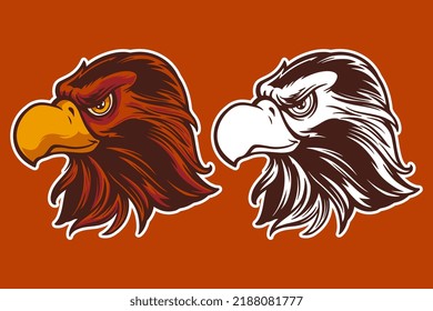 eagle head mascot vector illustration cartoon style