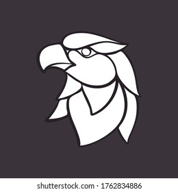 Eagle head mascot vector logo. Animal design for sport team branding, powerful print, heraldic label, beast badge, card or illustration.