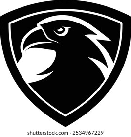 Eagle head mascot vector logo design vector illustration with shield on white.Editable eps file.