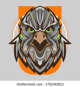 eagle head mecha robotic vector illustration