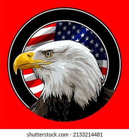 Eagle Head On American Flag