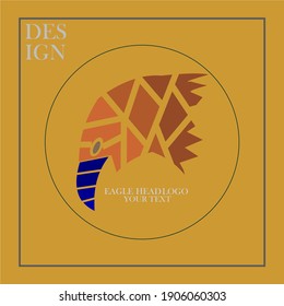 eagle head on an elongated neck isolated on a dark background. eagle looks forward. Polygonal graphics. Vector illustration.