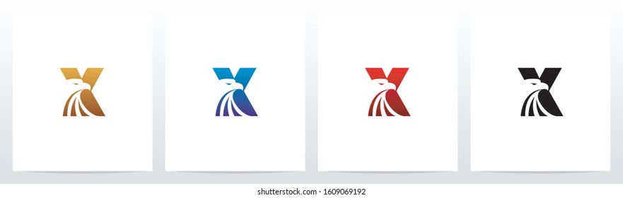 Eagle Head On Letter Logo Design X