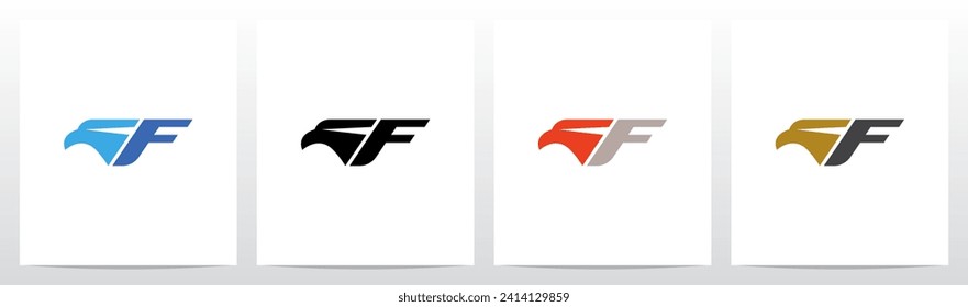 Cabeza De Águila Al Lado De La Letra Diseño De Logotipo F