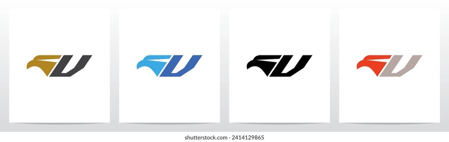 Cabeza De Águila Al Lado De La Letra Diseño De Logotipo V