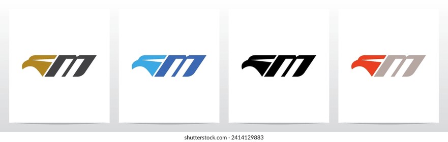 Cabeza De Águila Al Lado Del Diseño Del Logotipo De Letra M