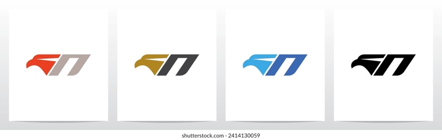 Cabeza De Águila Al Lado Del Diseño Del Logotipo De Letra N