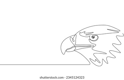 Eagle head one line continuous vector illustraiton. Line art concept bird banner. Outline, silhouette vector illustration. 
