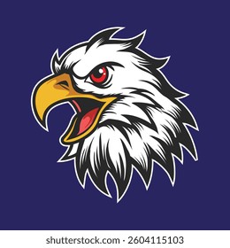 Eagle head open mouth vintage white design