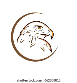 Eagle head outline isolated on white vector illustration