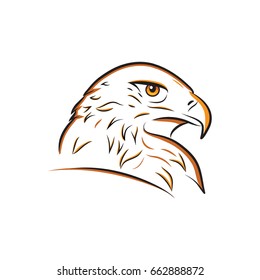 Eagle head outline isolated on white vector illustration