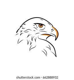 Eagle head outline isolated on white vector illustration
