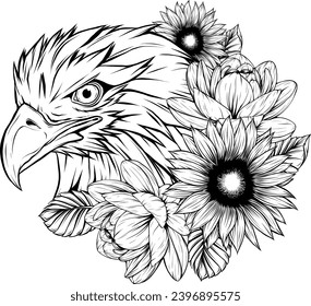 Eagle head in outline style.
