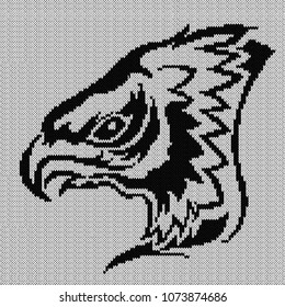 Eagle Head pattern, black and white knitting vector pattern as a fabric texture