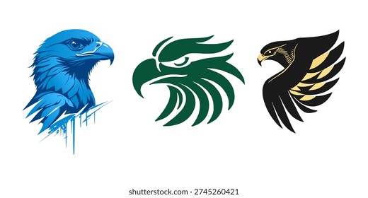 eagle head pop art minimalist vector illustration isolated on white background. Flat ultra high resolution 8K artwork featuring bold solid blue colors without gradient, clean sharp lines, and modern graphic design style. Suitable for logo, mascot, branding, tattoo design, poster, apparel print, wall art, and contemporary visual projects.