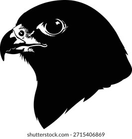 Ilustración vectorial de silueta de perfil de cabeza de águila para mascotas de equipos deportivos y emblemas militares.