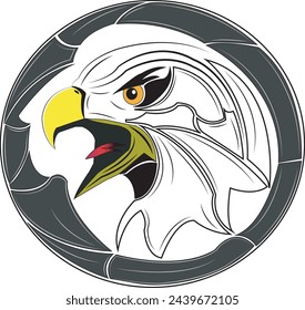 eagle head with round frame