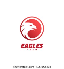Eagle head round logo design template. Vector illustration.