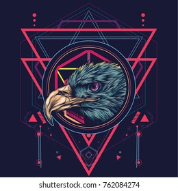 Eagle head in sacred geometric style