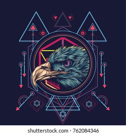 Eagle head in sacred geometric style