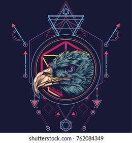 Eagle head in sacred geometric style