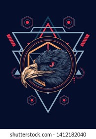 Eagle head with sacred geometry pattern