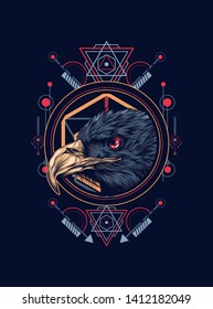 Eagle head with sacred geometry pattern