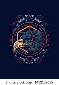 Eagle head with sacred geometry pattern